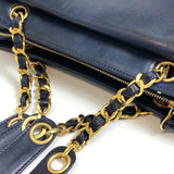 Chanel CC Mark Bag Chain Tote Bag shawl Shoulder Bag Navy GoldHardware