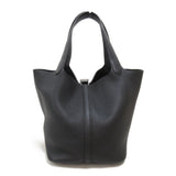 HERMES Picotin Lock MM Tote Bag Black Taurillon Clemence leather