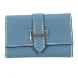 Hermes Business card holder pass case coin purse Wallet Coin Compartment Card Case Blue gene blue SilverHardware