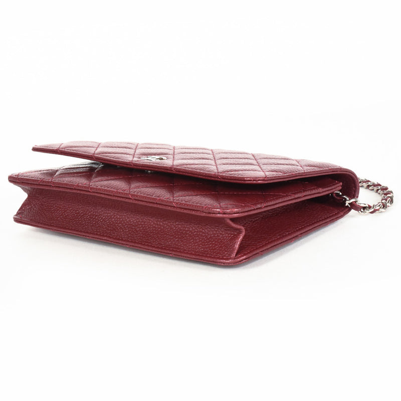 CHANEL Coco Mark Matelasse Chain Wallet Caviar Skin A33814 Red