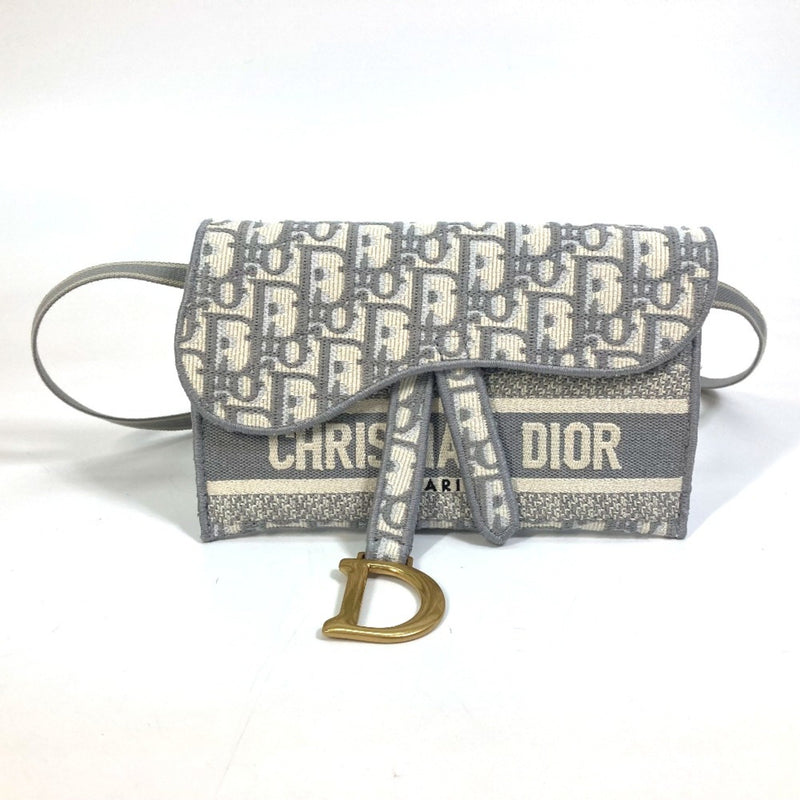 CHRISTIAN DIOR Oblique Embroidery Waist Pouch gray