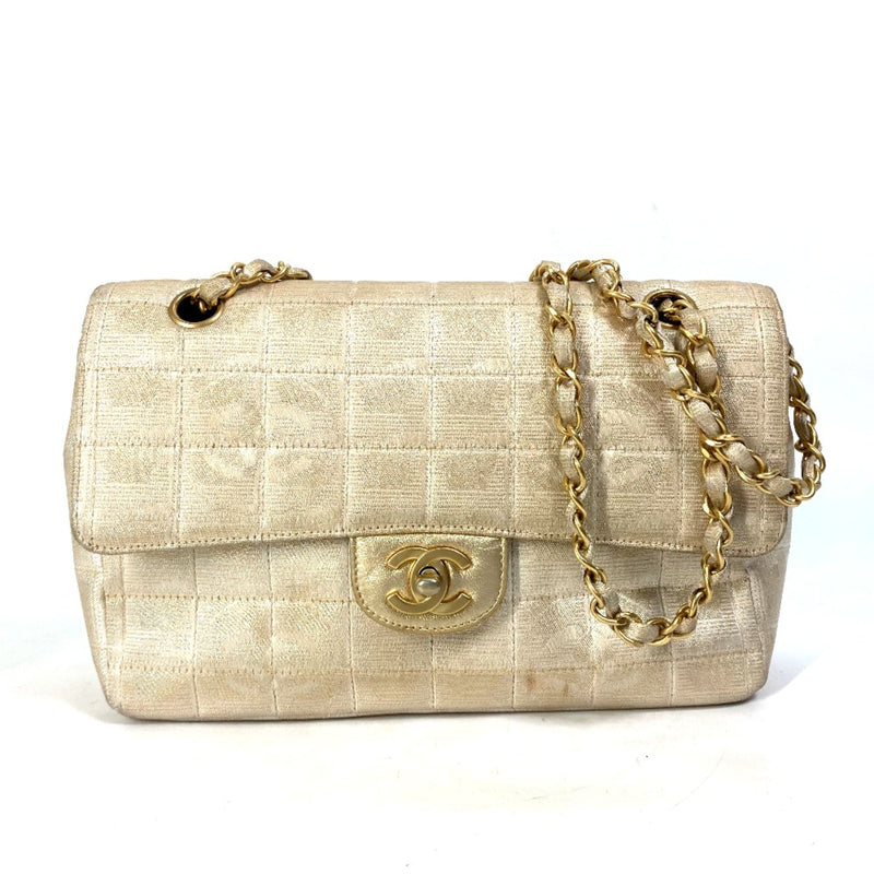 Chanel CC Mark CC Double Chain Crossbody Shoulder Bag Beige