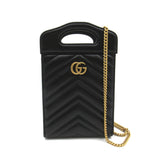 GUCCI GG Marmont Mini Top Handle Bag Black Calfskin (cowhide) 699756