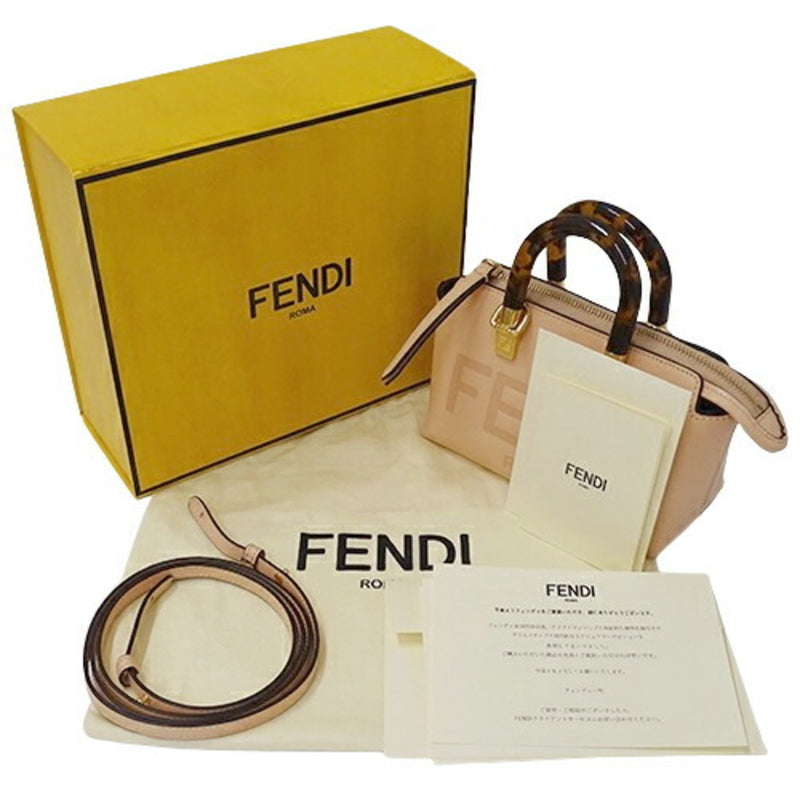 FENDI Bag Women's Brand Handbag Shoulder 2way Visible Mini Leather Light Pink 8BS067