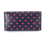 Gucci 621892 Horsebit 1955 Dot Polka Dot Shoulder Bag Crossbody Long Wallet Navy x Red