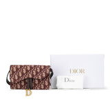 Christian Dior Dior Trotter Saddle Shoulder Waist Bag Bordeaux Wine Red Canvas Leather Women's