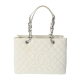 CHANEL GST Grand Tote White A50995 Women's Caviar Skin Bag