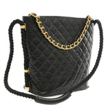 Chanel Matelasse Rope Shoulder Bucket Bag Leather Black