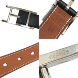 HERMES Leather Belt H Buckle Size 90 Black Silver D Stamp aq10103 10013696