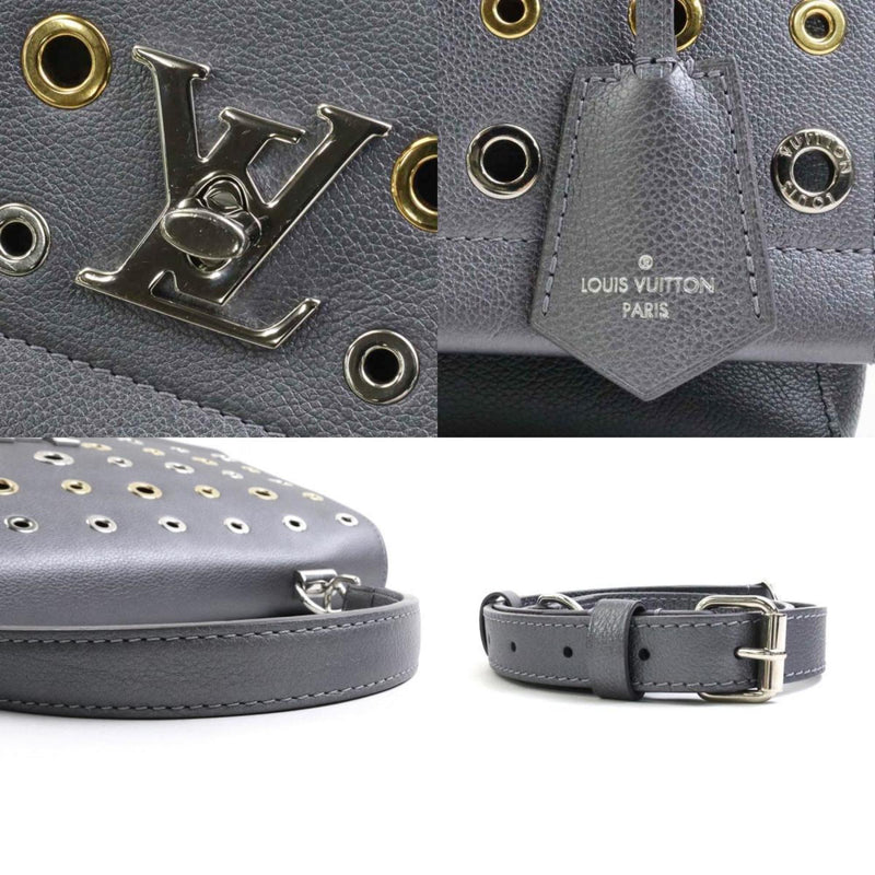 Louis Vuitton LOUIS VUITTON Handbag Shoulder Bag Lock Me 2 Leather/Metal Metallic Gray/Black Women's M42863 e58481a