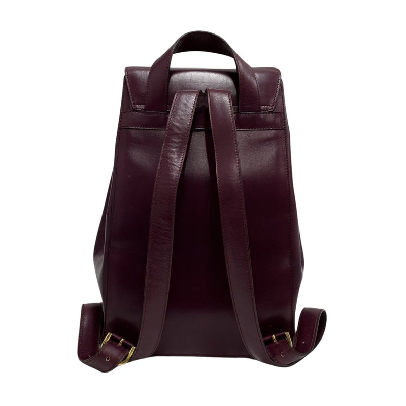 CELINE Vintage Logo Metal Fittings Calf Leather Genuine Rucksack Backpack Body Bag Purple 25744