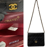 CHANEL Matelasse Lambskin Leather Chain Shoulder Bag Pochette Black 77785