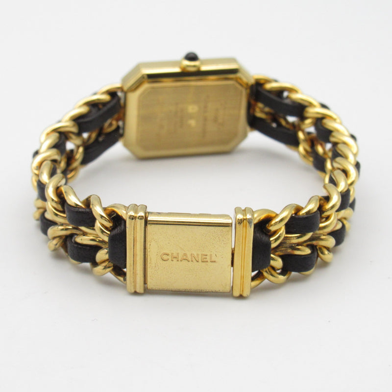 CHANEL Premiere L Wrist Watch H0001 Quartz Black Gold Plated Leather belt H0001