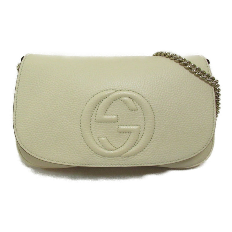 GUCCI ChainShoulder Bag Beige leather 536224