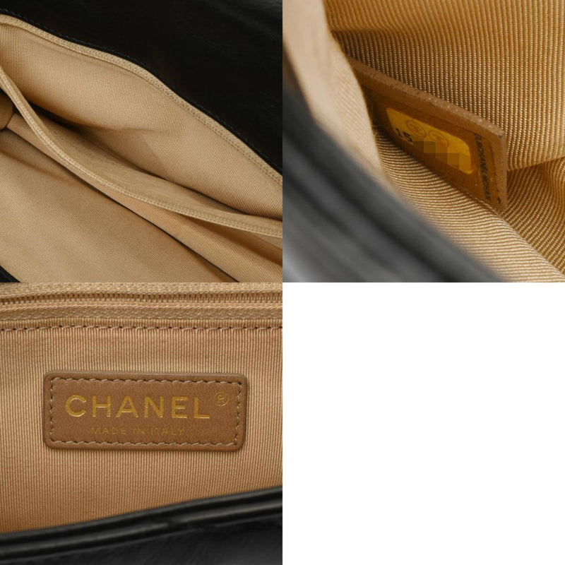 CHANEL Chain Shoulder Bag Black/Beige Women's Lambskin