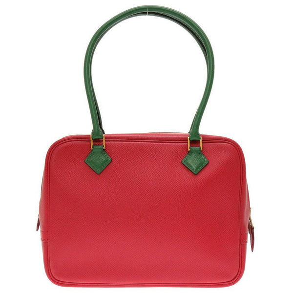 Hermes Plume Couchevel Rouge Vif Vert □A stamp handbag bag red green HERMES