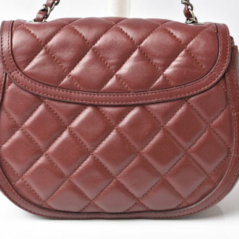 Chanel Chain Shoulder Bag CHANEL Saddle Lambskin Matelasse/Quilted Bordeaux