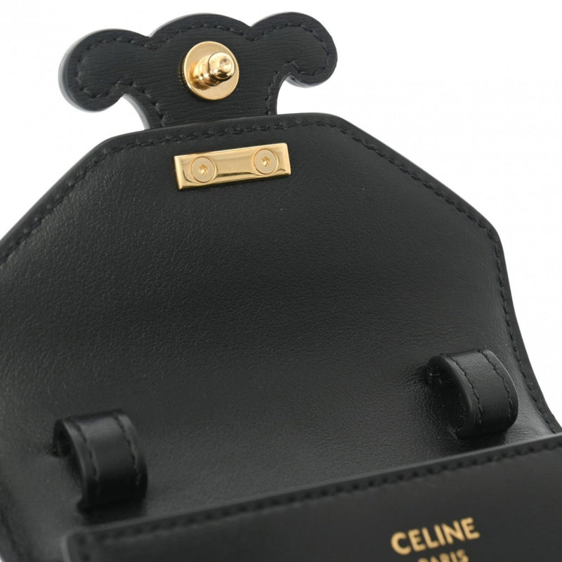 CELINE Triomphe Chain Bag Black Women's Shiny Calf Shoulder