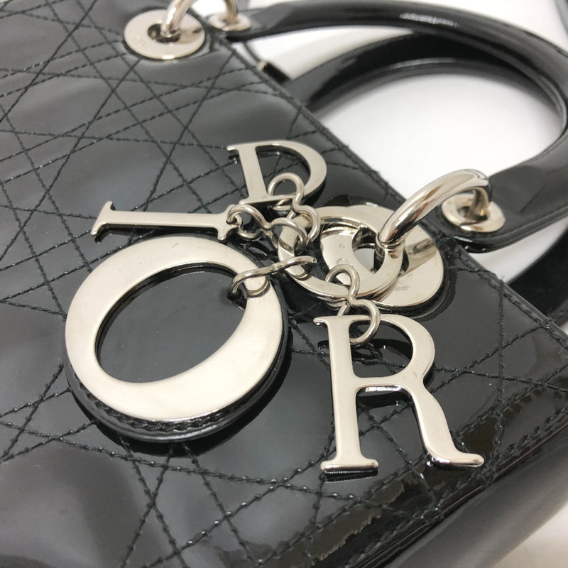 CHRISTIAN DIOR Cannage 2WAY bag Hand Bag Black SilverHardware