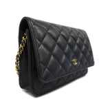 Chanel Shoulder Bag Matelasse Chain Caviar Skin Black Women's