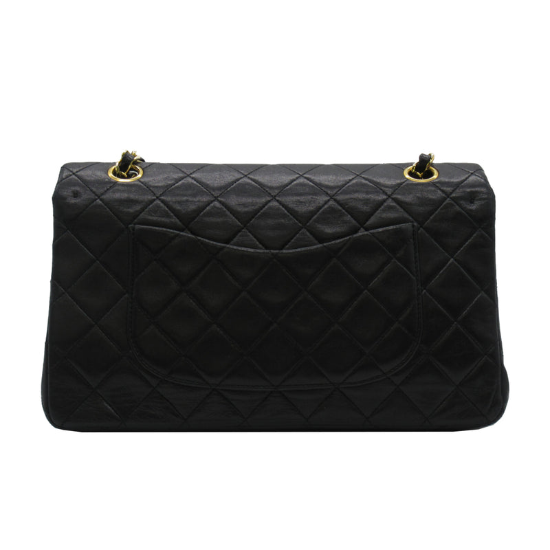 CHANEL Matelasse Double Flap ChainShoulder Black Lambskin (sheep leather) A01112