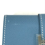 Hermes Business card holder pass case coin purse Wallet Coin Compartment Card Case Blue gene blue SilverHardware