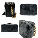 CHANEL Shoulder Bag V Stitch Leather Metal Black Gold Women's z1238