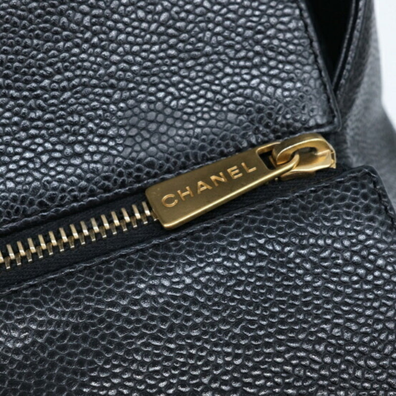 CHANEL Caviar Skin Chain Handbag Black Seal Included