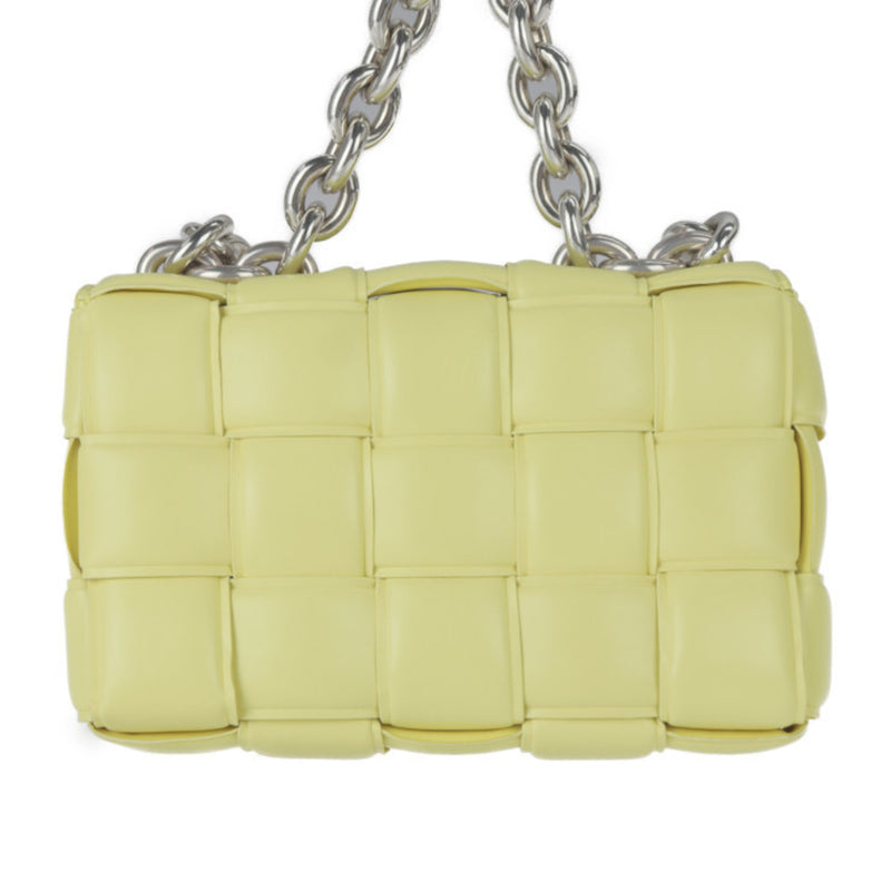 BOTTEGA VENETA Bottega Veneta chain cassette shoulder bag 631421 lambskin yellow silver hardware intrecciato