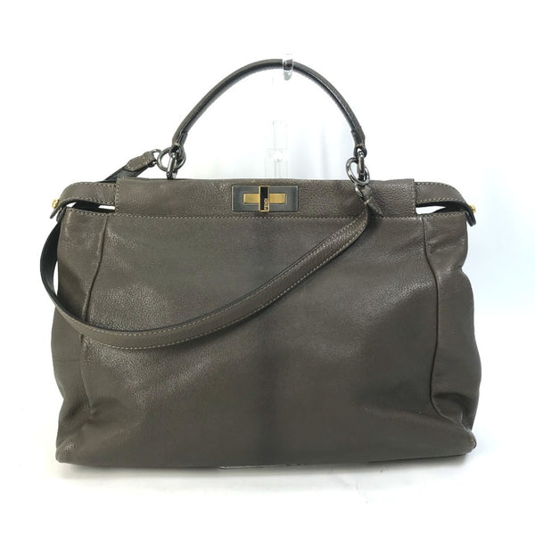 Fendi 8BN210 Tote Bag Inner Zucca pattern Shoulder Bag Hand Bag gray