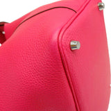 HERMES Picotin Lock PM Handbag Tote Taurillon Clemence Leather Rose Extreme Pink