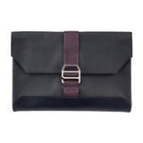 HERMES City Slide Clutch Bag Taurillon Cristobal Black Purple Silver Hardware Second D Engraved