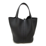 HERMES Picotin Rock MM Black Tote Bag Black Noir Taurillon Clemence leather