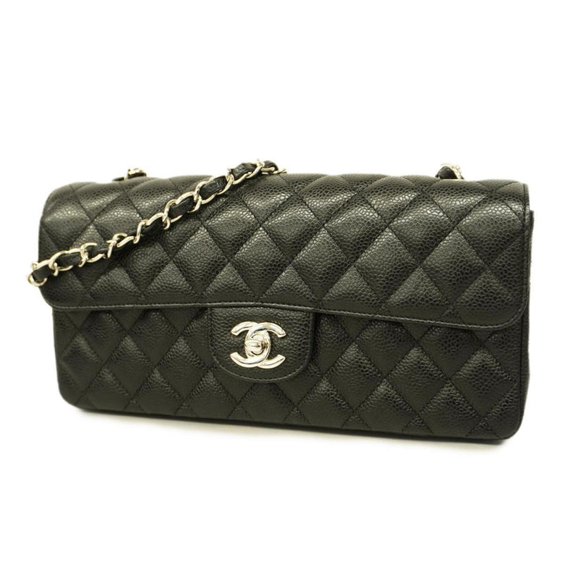 Chanel Shoulder Bag Matelasse Chain Caviar Skin Black Ladies