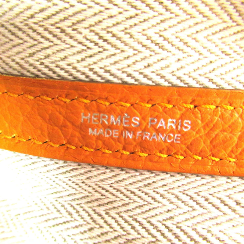 HERMES Garden Party PM Tote Bag Orange Country leather leather