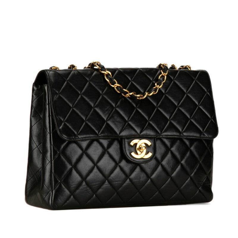 Chanel Matelasse 30 Coco Mark Chain Shoulder Bag Black Lambskin Women's CHANEL