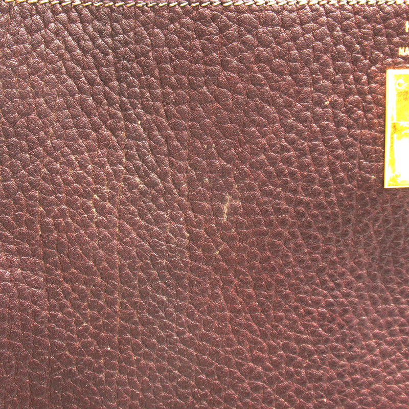 HERMES Kelly 35 Brown Chocolat Fjord leather Calfskin (cowhide)