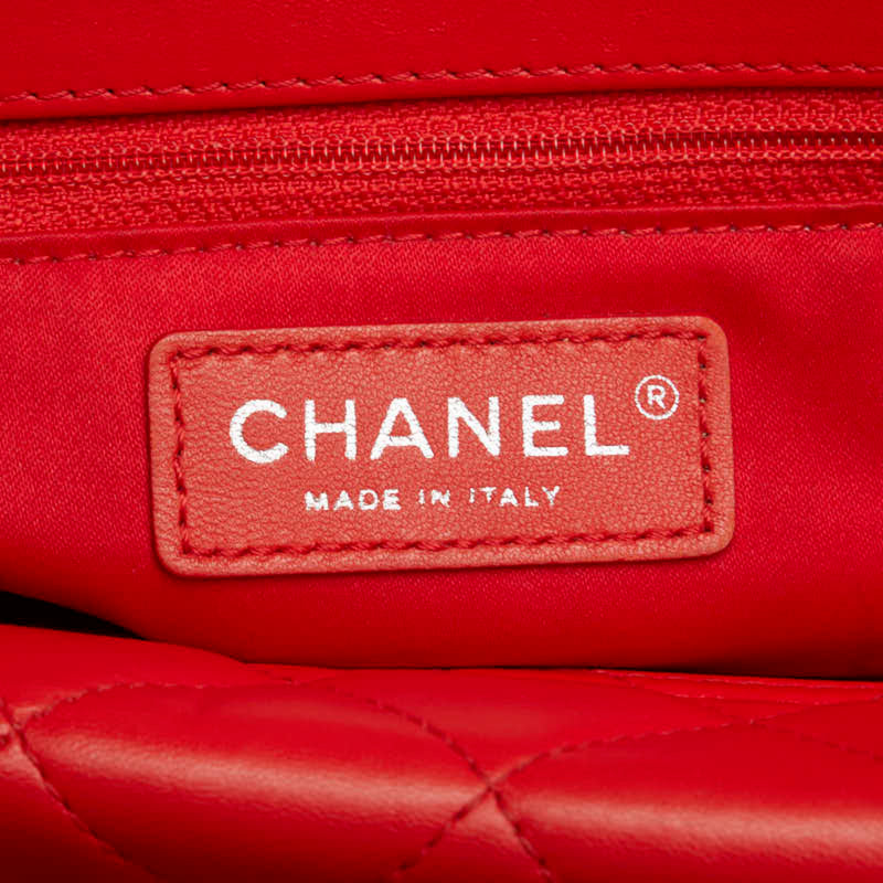 Chanel Coco Mark Matelasse Chain Shoulder Bag Tote Red Silver Leather Women's CHANEL