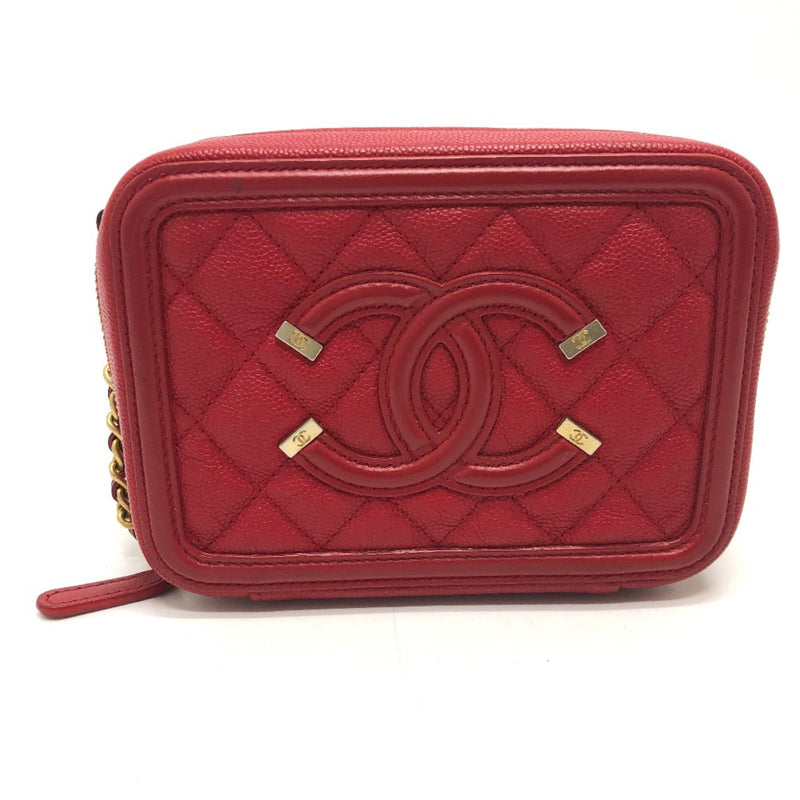 Chanel A84452 CC filigree mini Shoulder Bag Red GoldHardware