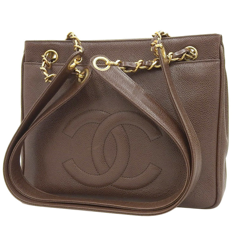 CHANEL Coco Mark Chain Shoulder Bag No. 3 Brown with sticker