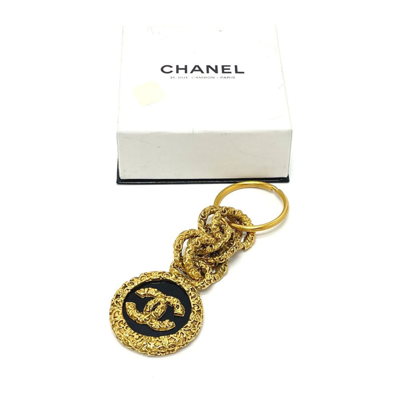 Chanel Coco CC Mark Charm 03A Key ring Gold x Black