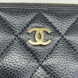 Chanel Long Wallet Matelasse Caviar Skin Black Women's