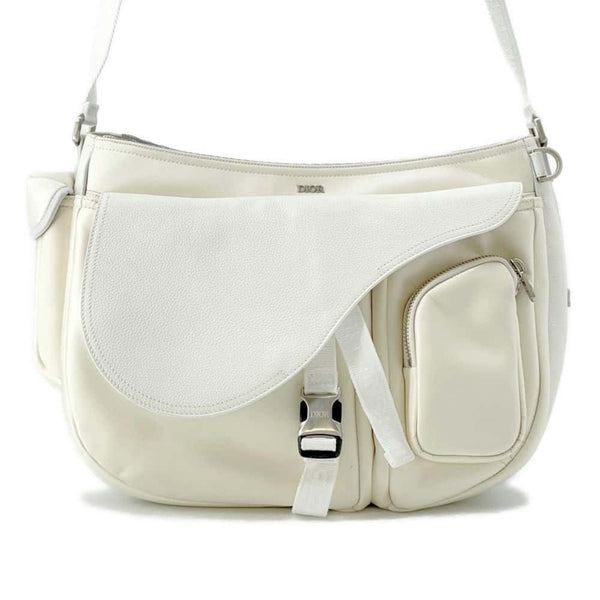 Christian Dior Shoulder Bag Sacai Collaboration Saddle Soft 1ADHO029USG White