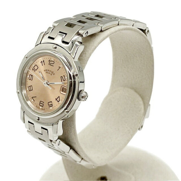 HERMES Clipper CL4.210 Quartz Pink Dial SS Stainless Steel Ladies Polished Finish