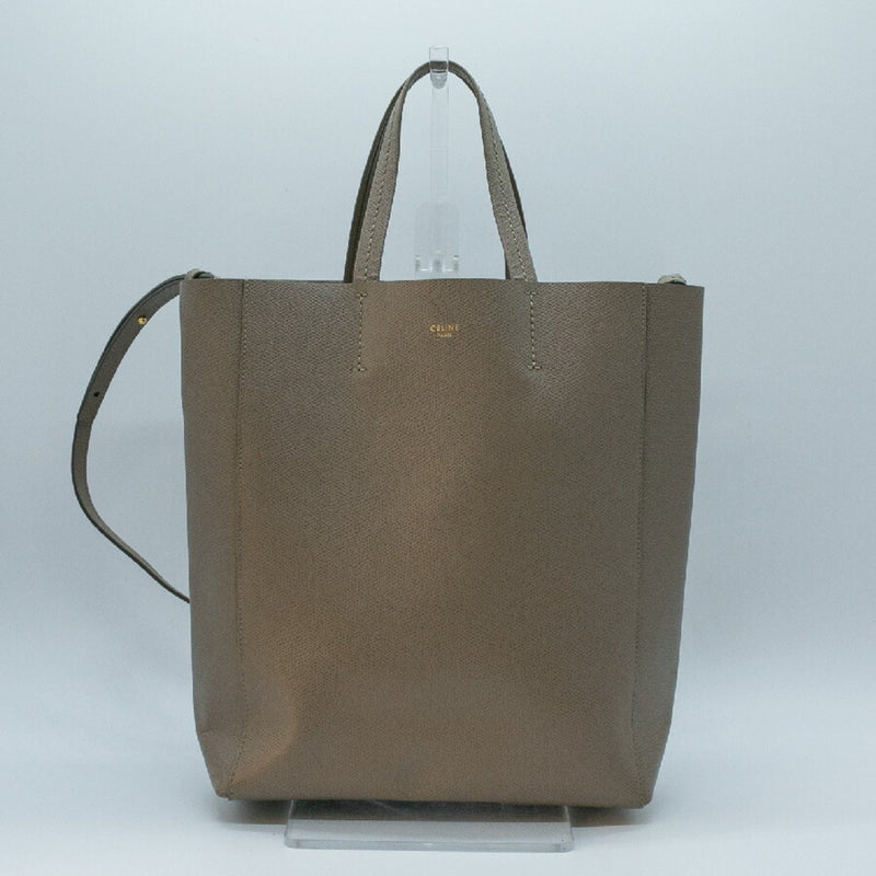 CELINE Tote Bag Cabas Small Leather Grey Gold Women's PD430