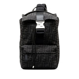 FENDI Fendines S size body bag rucksack backpack 7VZ067 AG0M black canvas leather men's