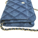 CHANEL AP0250 Long Wallet Chain Bag Matelasse Shoulder Denim Women's Blue