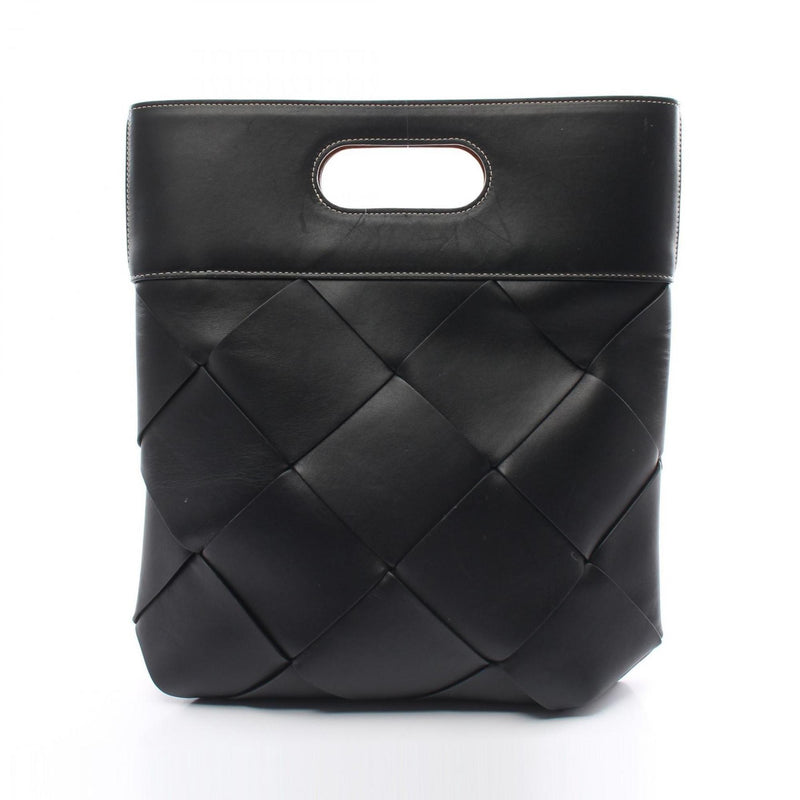 BOTTEGA VENETA SLIP Maxi Intrecciato Tote Bag Leather Women's Black