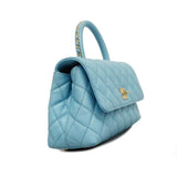 Chanel Handbag Matelasse Chain Shoulder Caviar Skin Light Blue Ladies