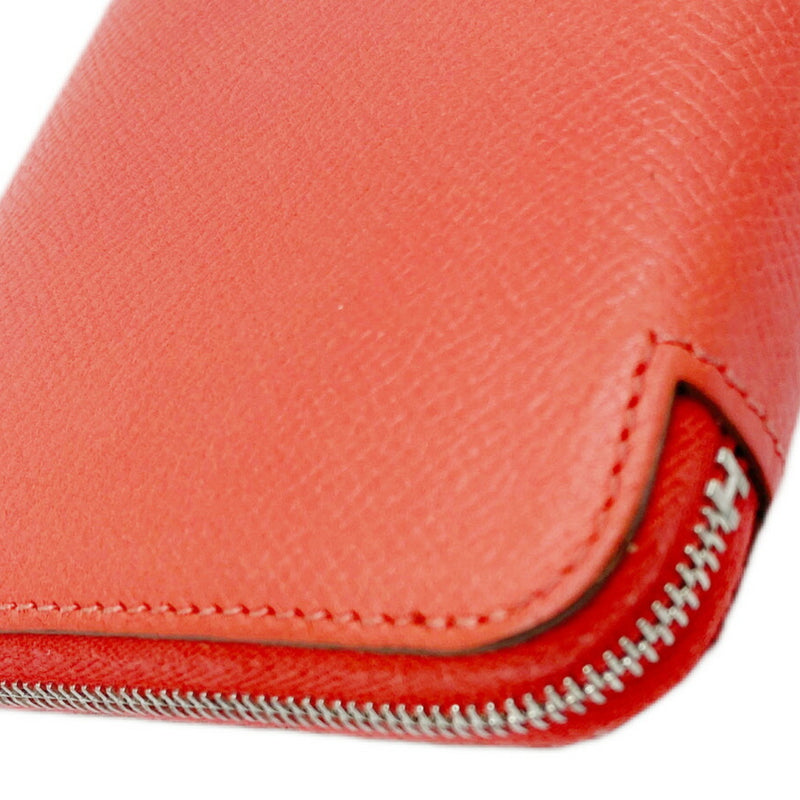 HERMES Azap Long Silk In Epson Rose Jaipur □Q Engraved (2013) Wallet Round Leather Red Women's